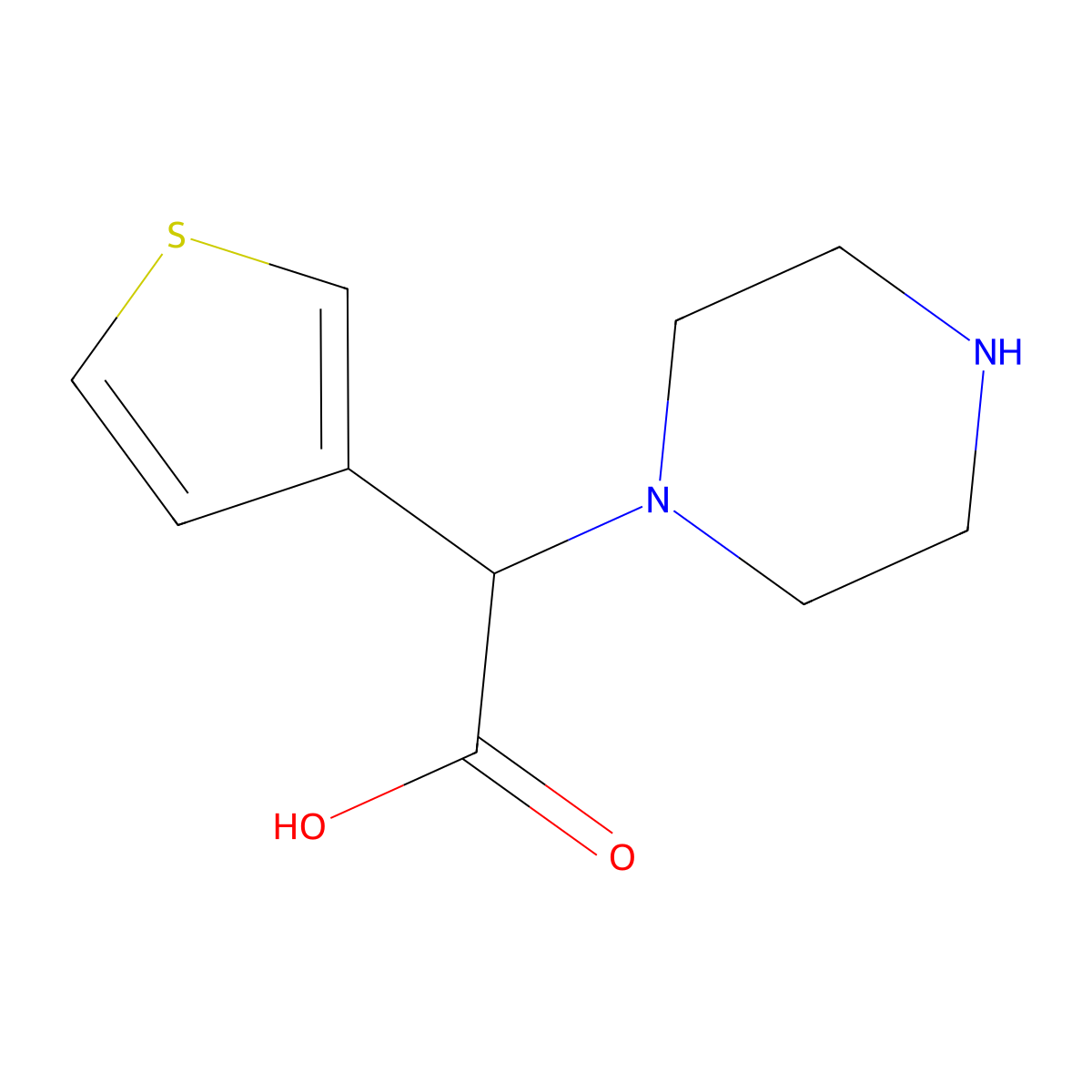 2-(Piperazin-1-YL)-2-(thiophen-3-YL)acetic acid molecular structure, CAS 1214055-95-4