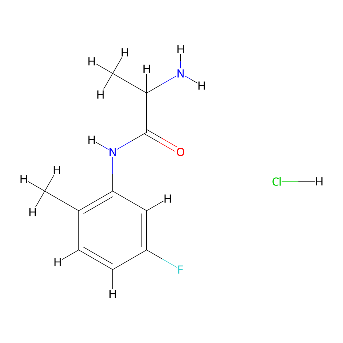 N~1~-(5-Fluoro-2-methylphenyl)alaninamide hydrochloride molecular structure, CAS 1214056-31-1