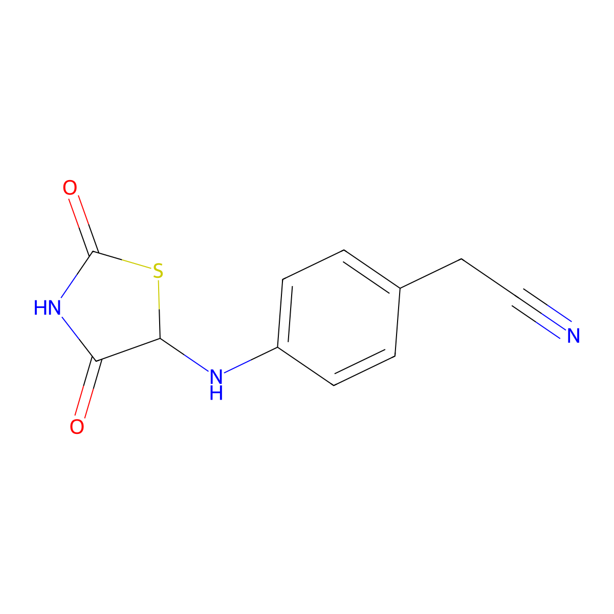 2-{4-[(2,4-Dioxo-1,3-thiazolan-5-yl)amino]phenyl}acetonitrile molecular structure, CAS 1214063-87-2