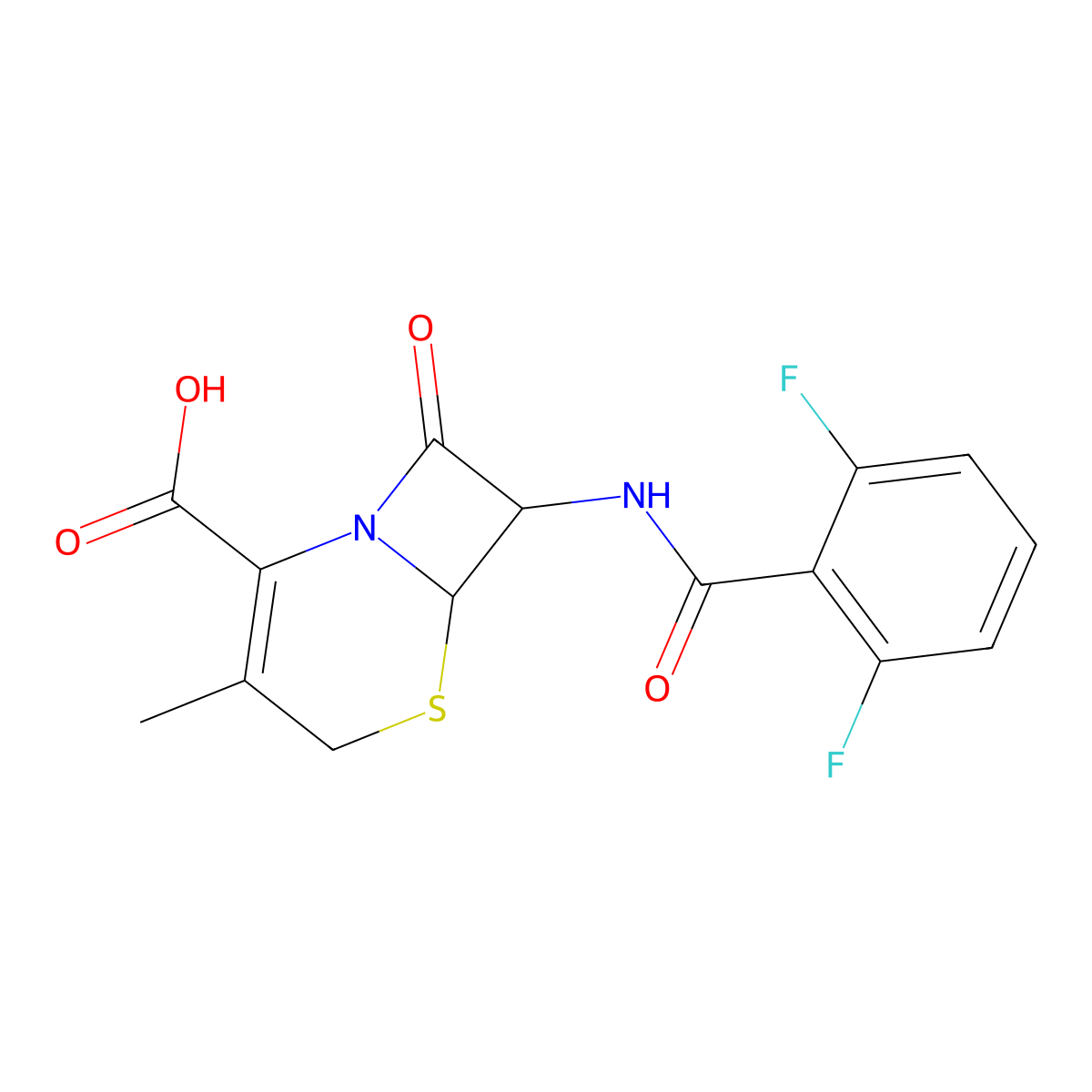 7-[(2,6-Difluorobenzoyl)amino]-3-methyl-8-oxo-5-thia-1-azabicyclo[4.2.0]oct-2-ene-2-carboxylic acid molecular structure, CAS 1214077-34-5