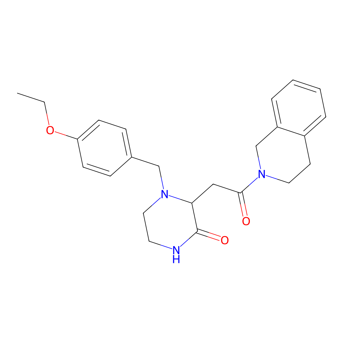 3-[2-(3,4-Dihydro-2(1H)-isoquinolinyl)-2-oxoethyl]-4-[(4-ethoxyphenyl)methyl]-2-piperazinone molecular structure, CAS 1214078-27-9