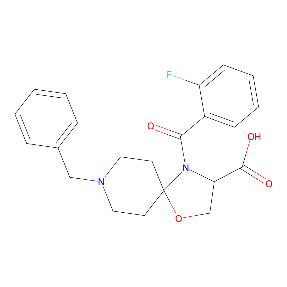 8-Benzyl-4-(2-fluorobenzoyl)-1-oxa-4,8-diazaspiro[4.5]decane-3-carboxylic acid molecular structure, CAS 1214080-51-9