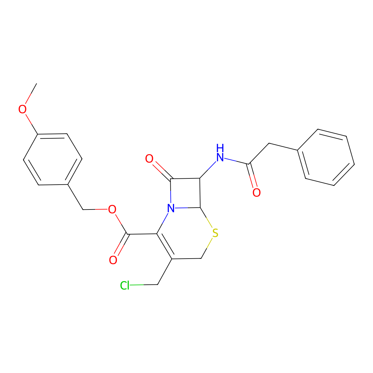 (6S)-4-Methoxybenzyl 3-(chloromethyl)-8-oxo-7-(2-phenylacetamido)-5-thia-1-azabicyclo[4.2.0]oct-2-ene-2-carboxylate molecular structure, CAS 1214081-14-7