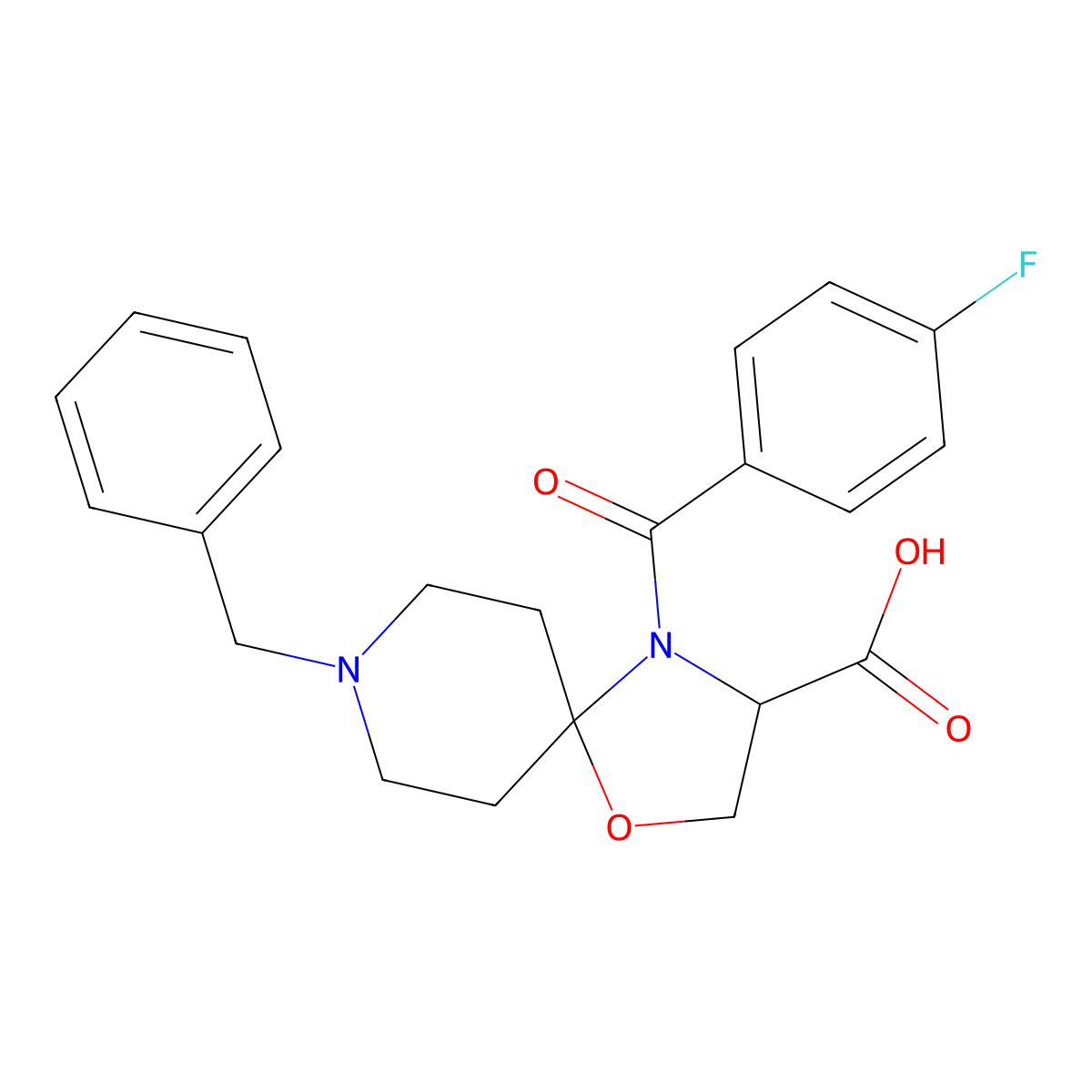 8-Benzyl-4-(4-fluorobenzoyl)-1-oxa-4,8-diazaspiro[4.5]decane-3-carboxylic acid molecular structure, CAS 1214082-38-8