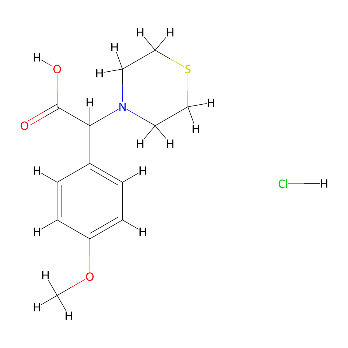 2-(4-Methoxyphenyl)-2-thiomorpholinoacetic acid hydrochloride molecular structure, CAS 1214094-90-2