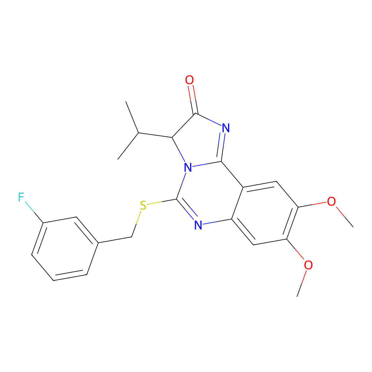 5-[(3-fluorobenzyl)sulfanyl]-3-isopropyl-8,9-dimethoxyimidazo[1,2-c]quinazolin-2(3H)-one molecular structure, CAS 1214102-54-1