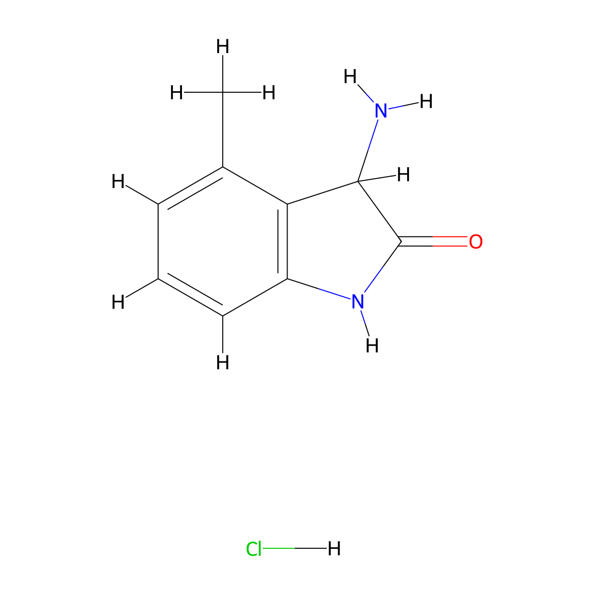 3-Amino-4-methyl-1,3-dihydro-2H-indol-2-one hydrochloride molecular structure, CAS 1214103-58-8