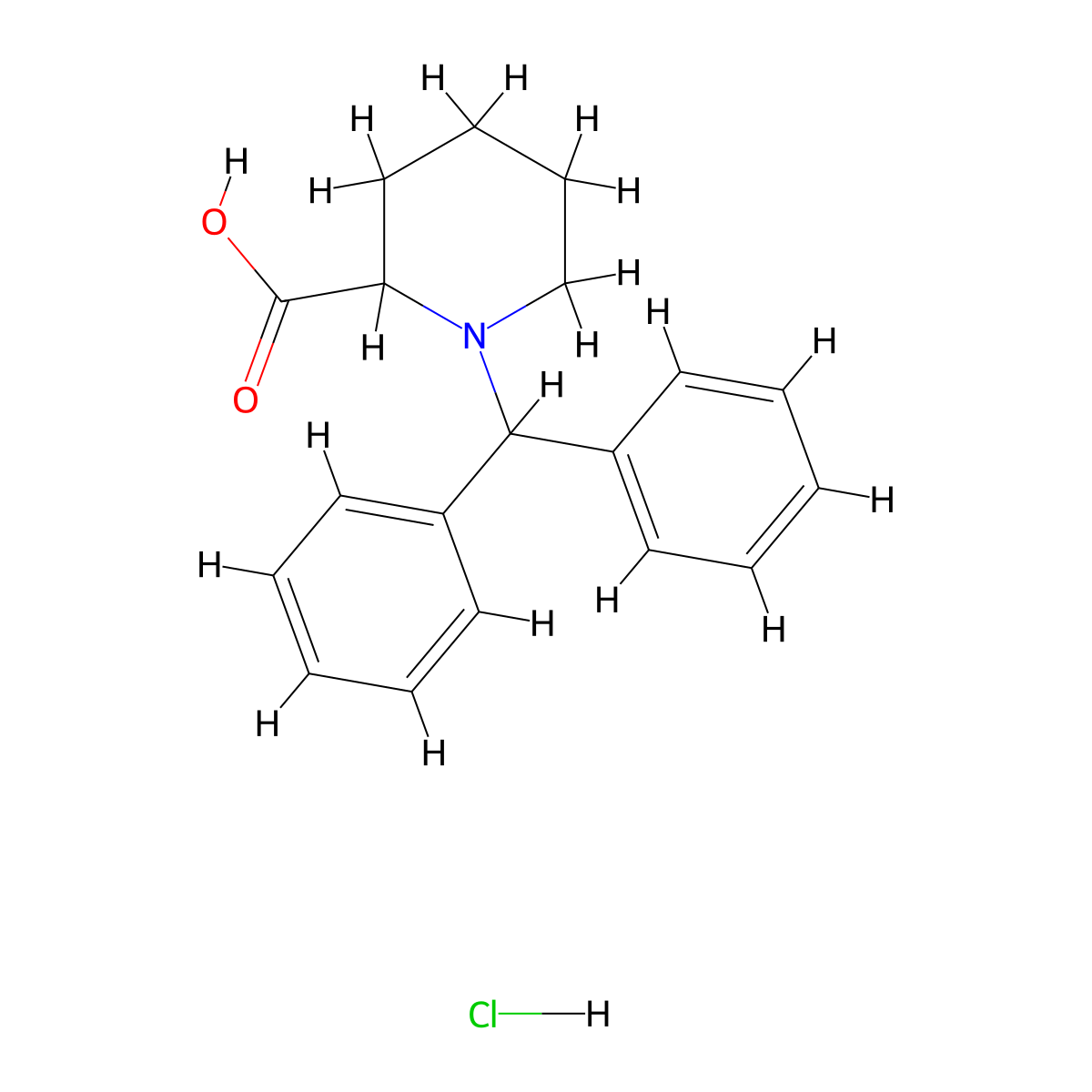 1-Benzhydrylpiperidine-2-carboxylic acid hydrochloride molecular structure, CAS 1214104-79-6