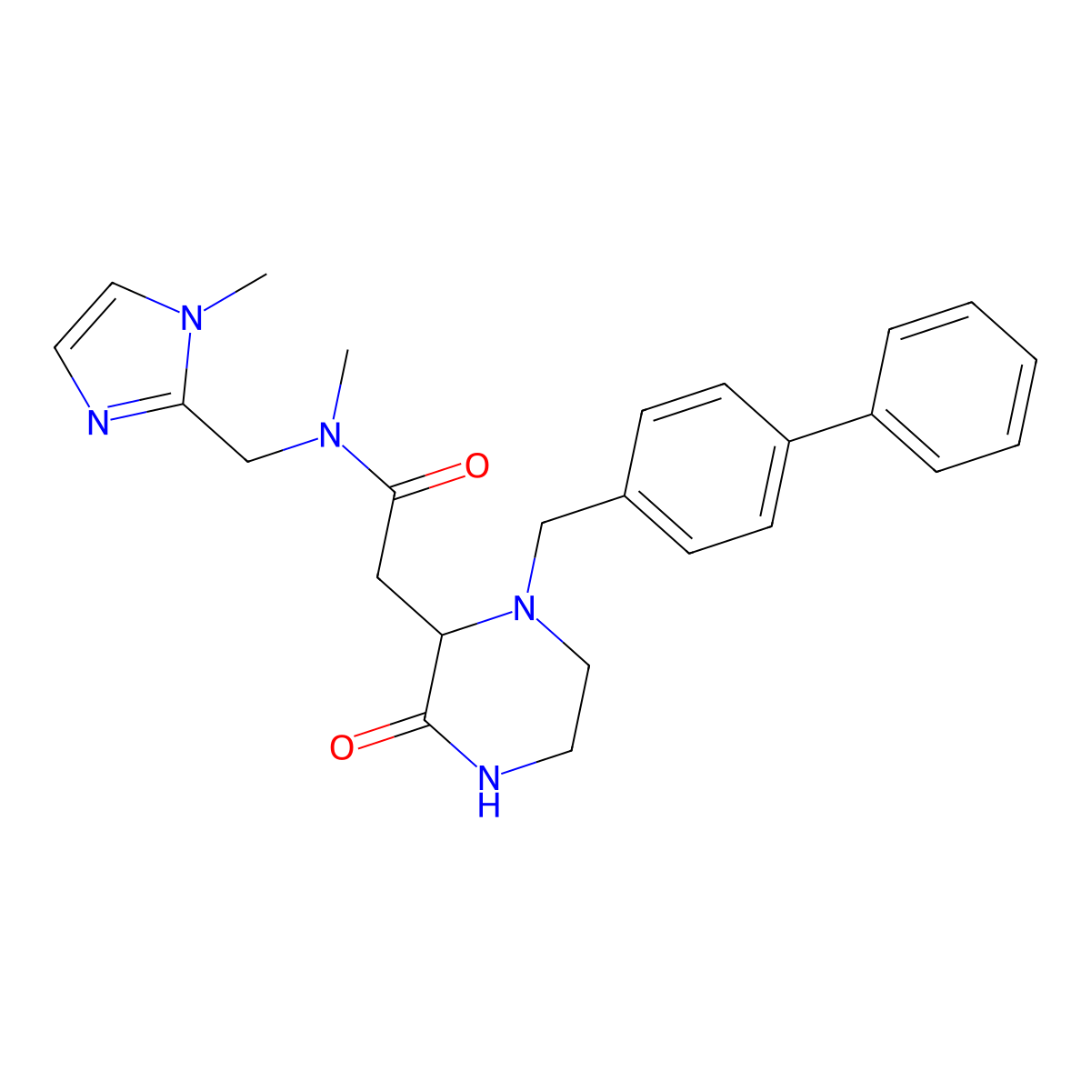 2-[1-(4-biphenylylmethyl)-3-oxo-2-piperazinyl]-N-methyl-N-[(1-methyl-1H-imidazol-2-yl)methyl]acetamide molecular structure, CAS 1214108-17-4