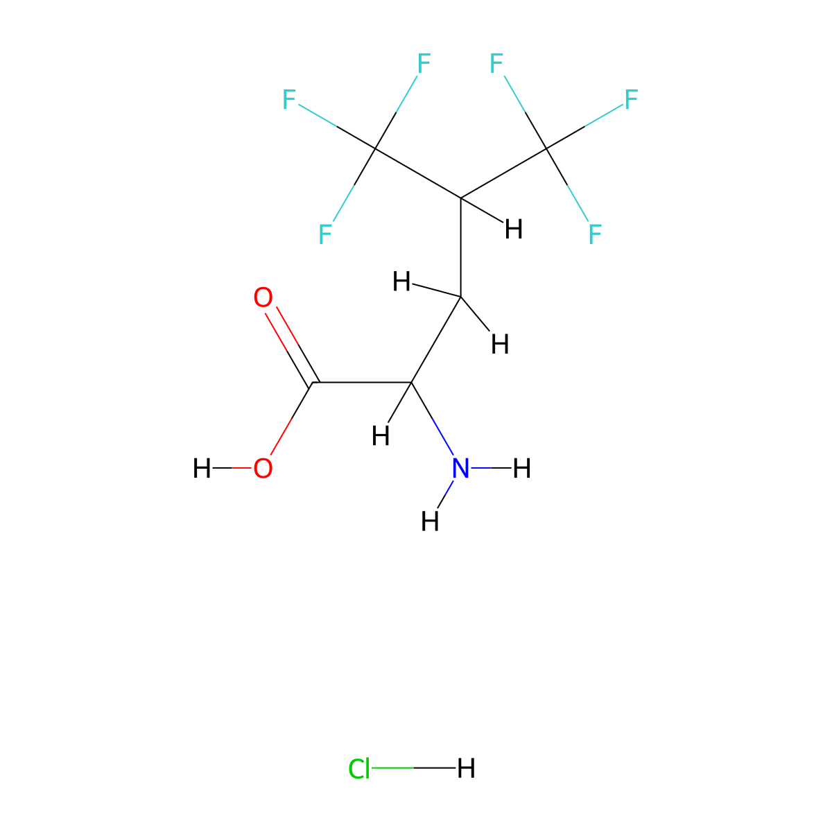 2-Amino-5,5,5-trifluoro-4-(trifluoromethyl)pentanoic acid hydrochloride molecular structure, CAS 1214114-26-7