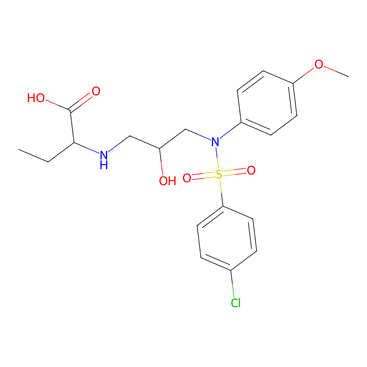 2-({2-hydroxy-3-[N-(4-methoxyphenyl)4-chlorobenzenesulfonamido]propyl}amino)butanoic acid molecular structure, CAS 1214114-31-4