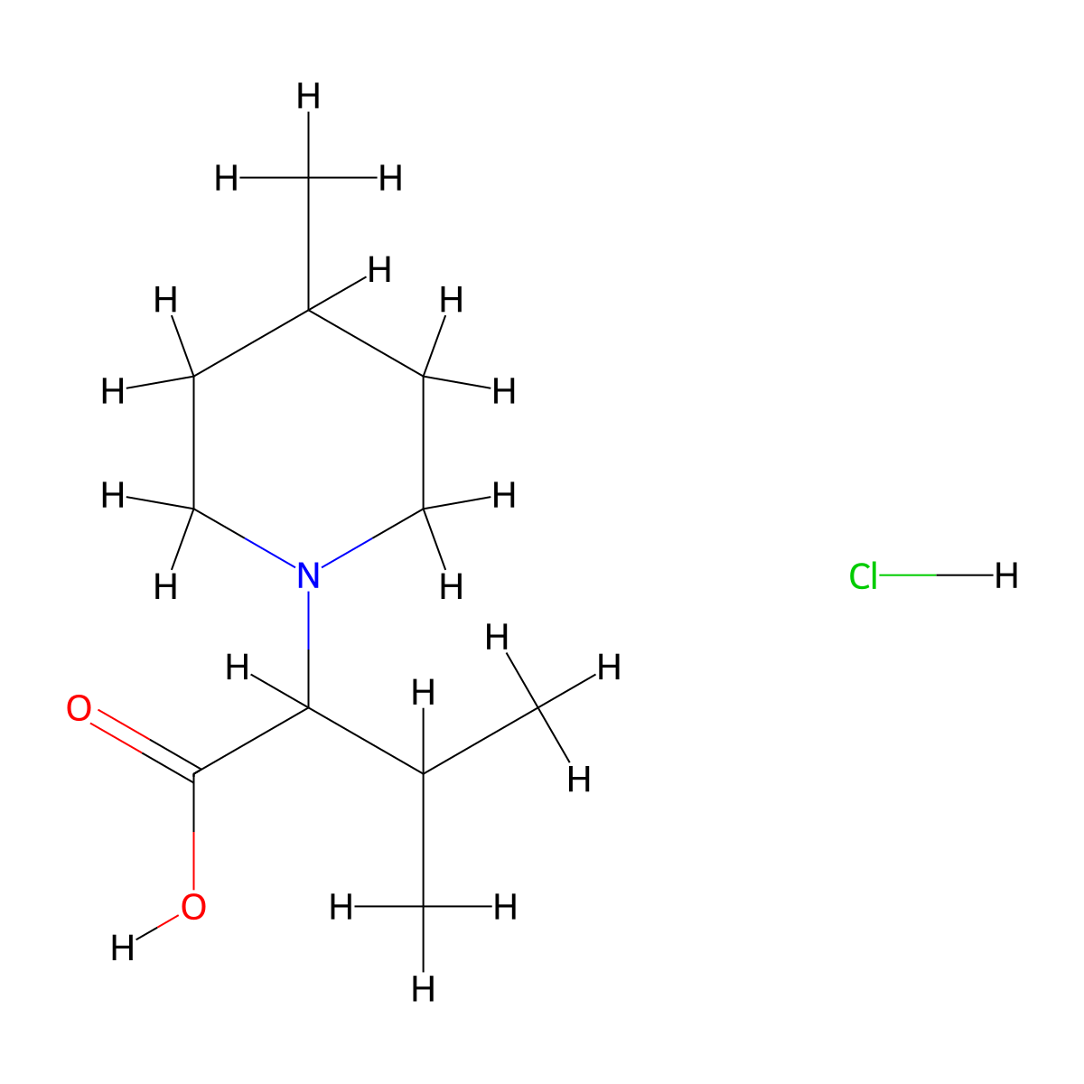 3-Methyl-2-(4-methylpiperidin-1-yl)butanoic acid hydrochloride molecular structure, CAS 1214119-76-2