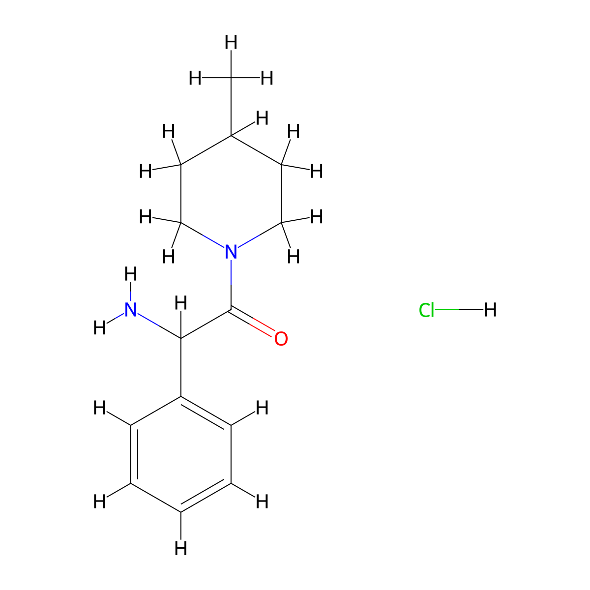 2-Amino-1-(4-methylpiperidin-1-yl)-2-phenylethan-1-one hydrochloride molecular structure, CAS 1214125-86-6