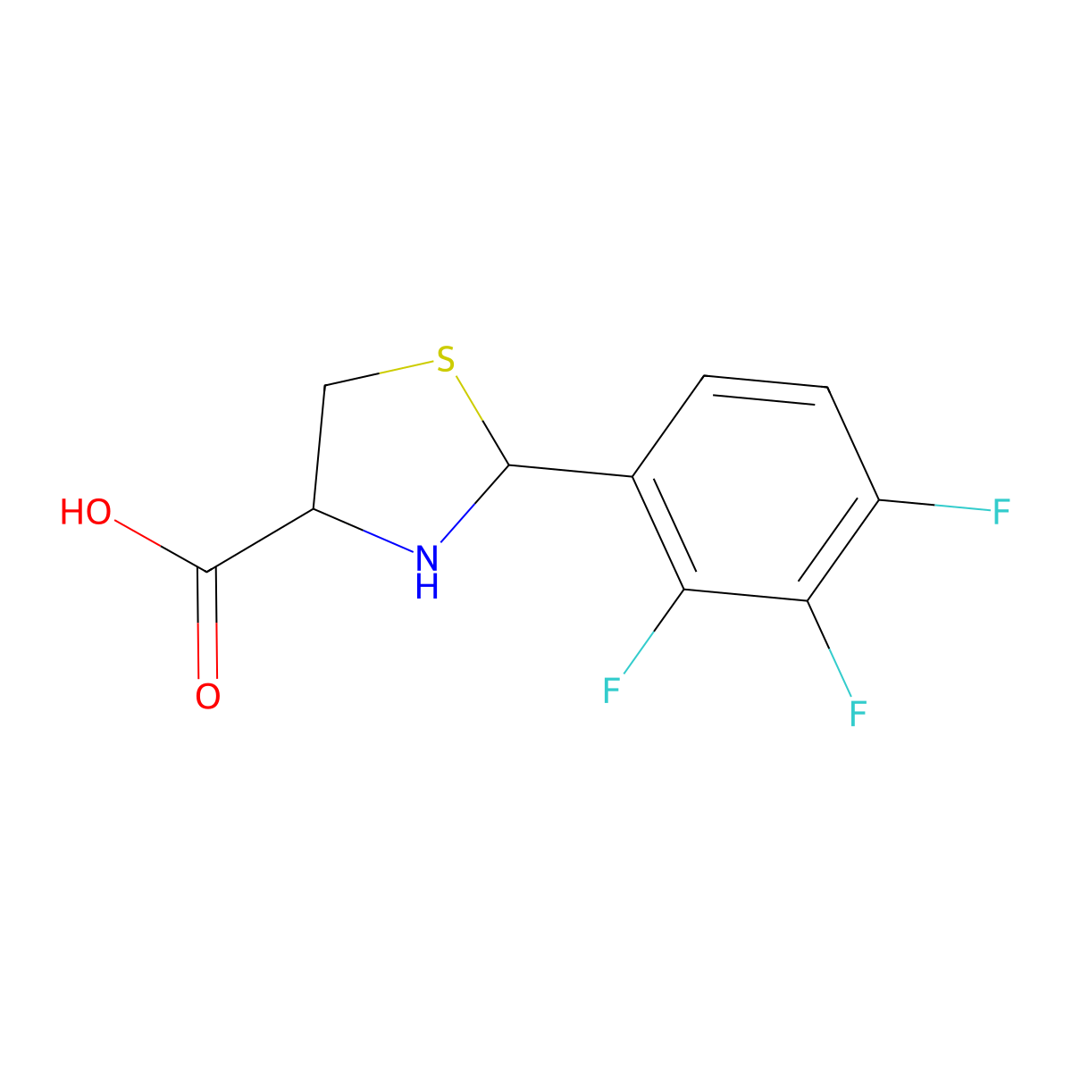 2-(2,3,4-Trifluorophenyl)-1,3-thiazolidine-4-carboxylic acid molecular structure, CAS 1214125-89-9