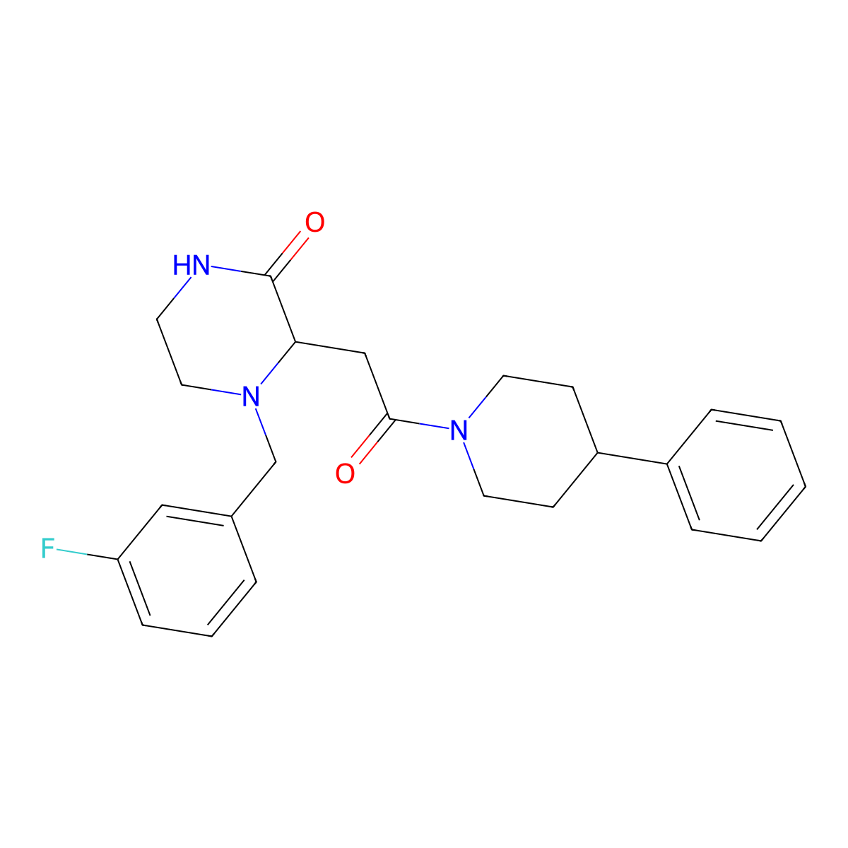 4-(3-Fluorobenzyl)-3-[2-oxo-2-(4-phenyl-1-piperidinyl)ethyl]-2-piperazinone molecular structure, CAS 1214126-92-7