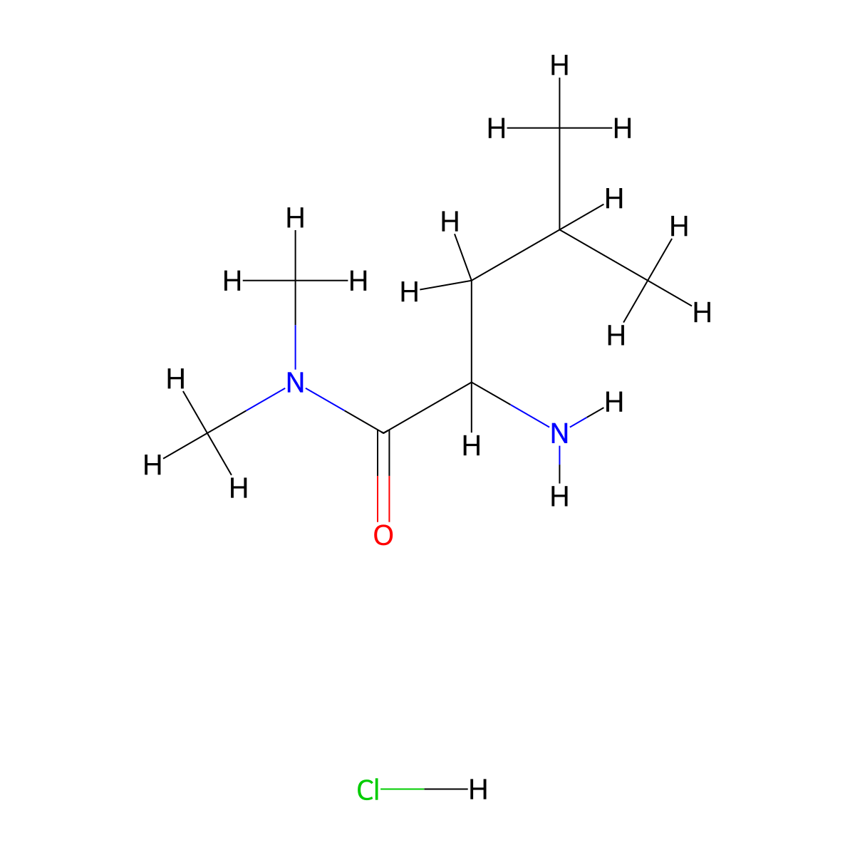 2-amino-N,N,4-trimethylpentanamide hydrochloride molecular structure, CAS 1214130-10-5
