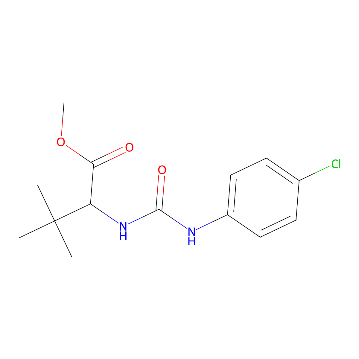 Methyl 2-{[(4-chloroanilino)carbonyl]amino}-3,3-dimethylbutanoate molecular structure, CAS 1214131-47-1
