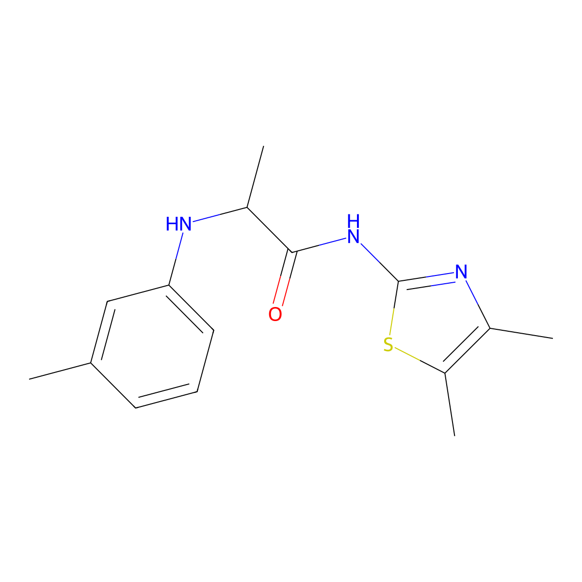 N-(4,5-dimethyl-1,3-thiazol-2-yl)-2-(3-methylanilino)propanamide molecular structure, CAS 1214134-40-3