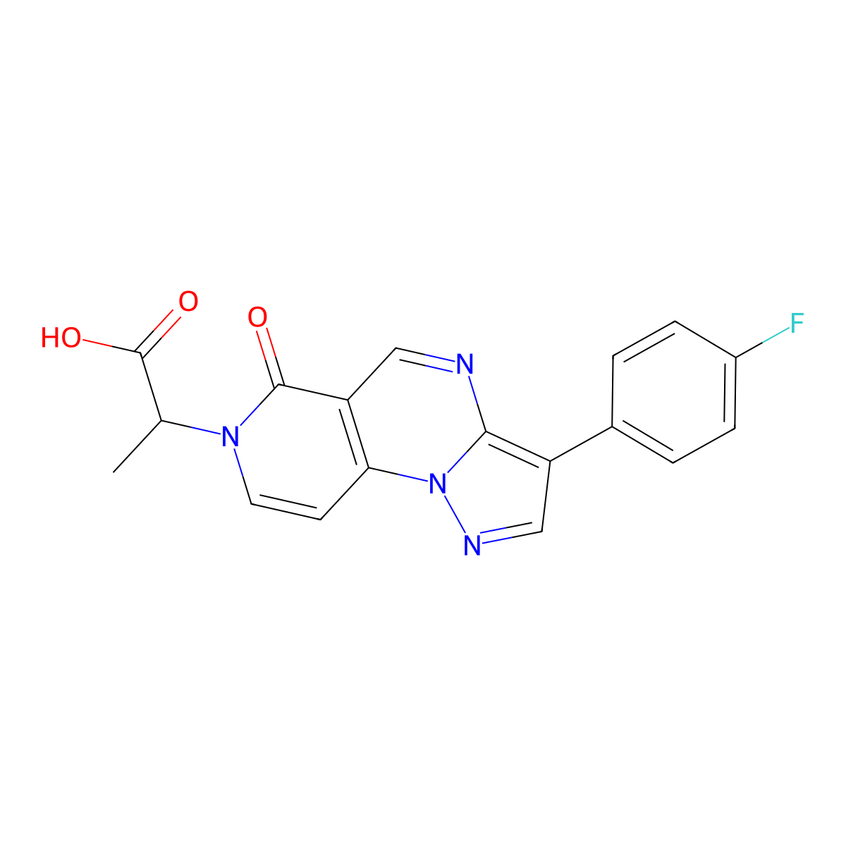 2-[3-(4-fluorophenyl)-6-oxopyrazolo[1,5-a]pyrido[3,4-e]pyrimidin-7(6H)-yl]propanoic acid molecular structure, CAS 1214134-94-7
