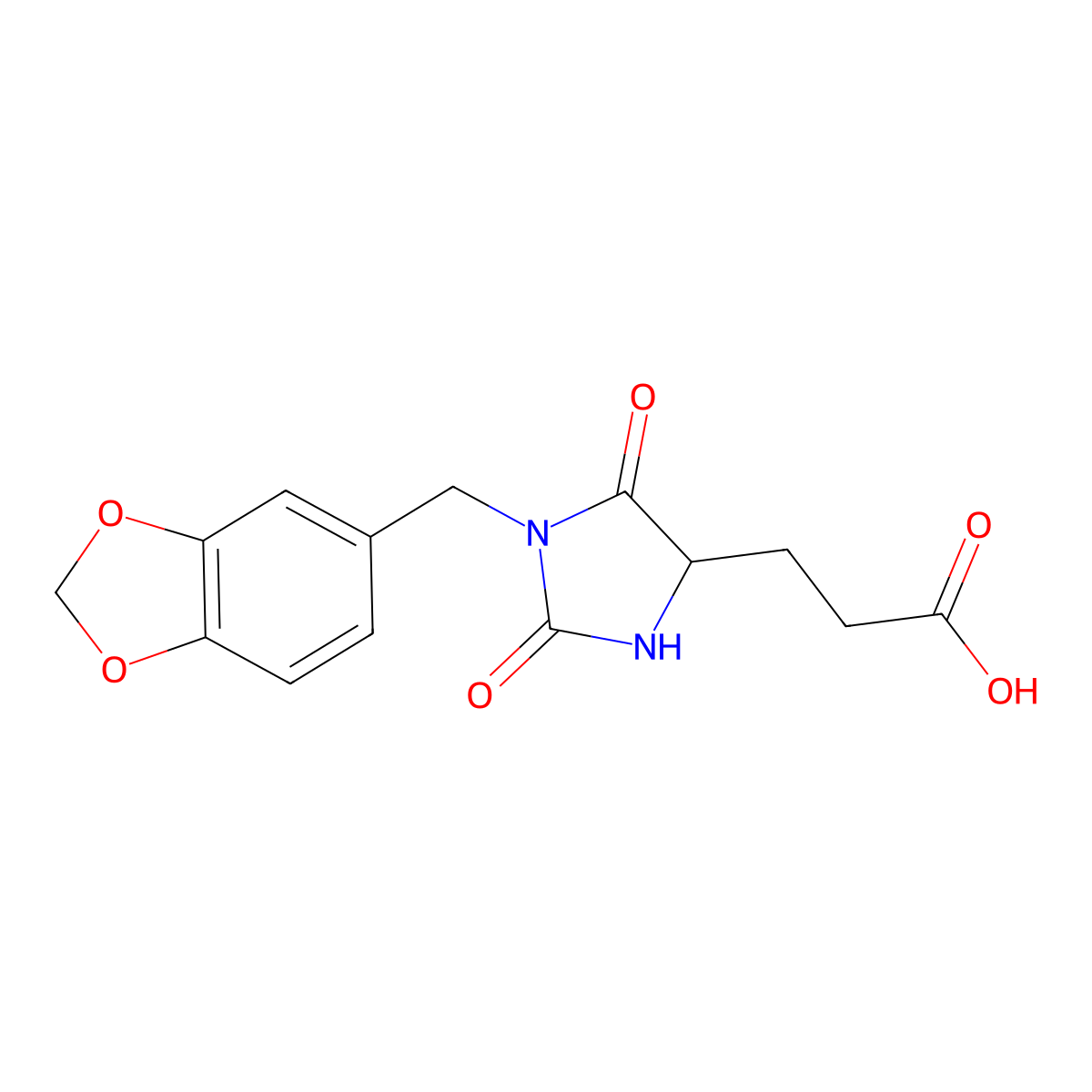 3-[1-(1,3-Benzodioxol-5-ylmethyl)-2,5-dioxoimidazolidin-4-yl]propanoic acid molecular structure, CAS 1214144-69-0