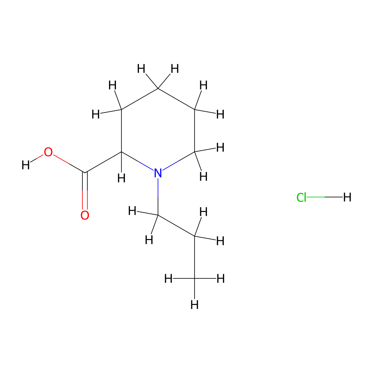 1-Propylpiperidine-2-carboxylic acid hydrochloride molecular structure, CAS 1214148-16-9
