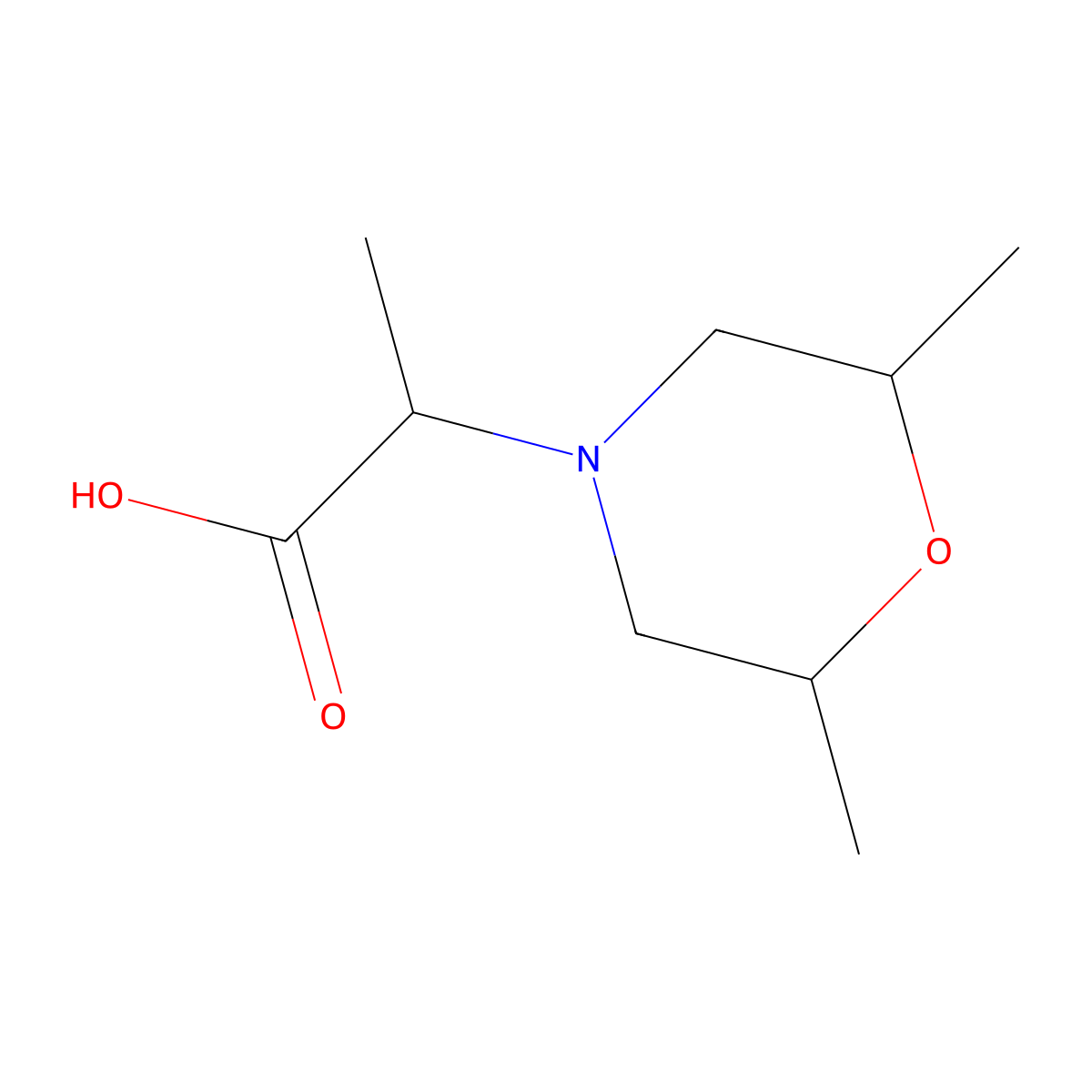 2-(2,6-Dimethylmorpholin-4-yl)propanoic acid molecular structure, CAS 1214158-74-3