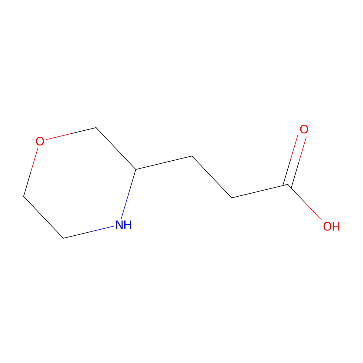 3-(Morpholin-3-yl)propanoic acid molecular structure, CAS 1214159-84-8