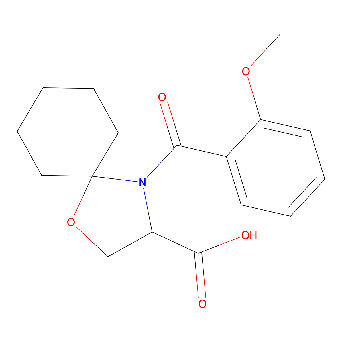 4-(2-Methoxybenzoyl)-1-oxa-4-azaspiro[4.5]decane-3-carboxylic acid molecular structure, CAS 1214161-77-9