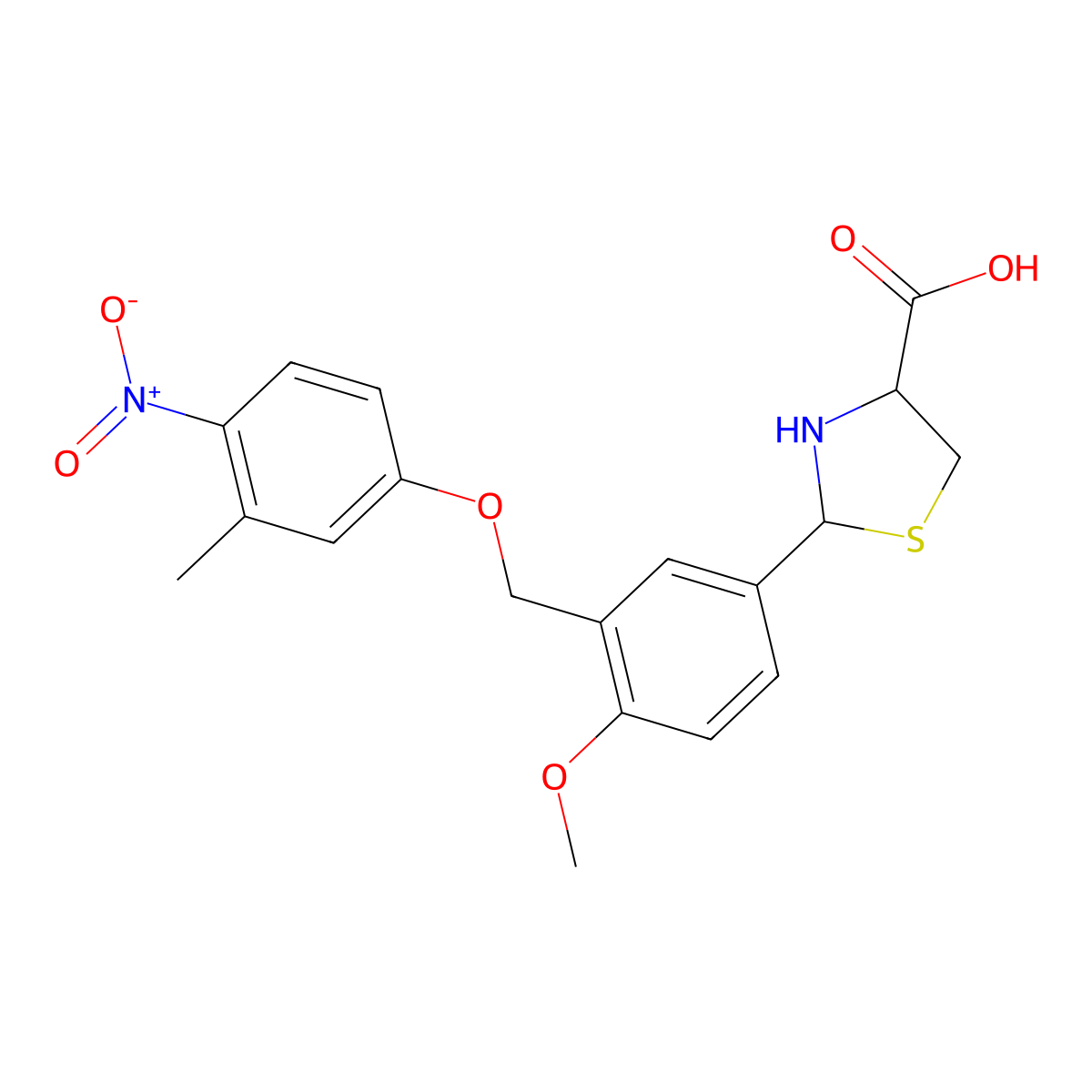2-{4-Methoxy-3-[(3-methyl-4-nitrophenoxy)methyl]phenyl}-1,3-thiazolidine-4-carboxylic acid molecular structure, CAS 1214162-57-8