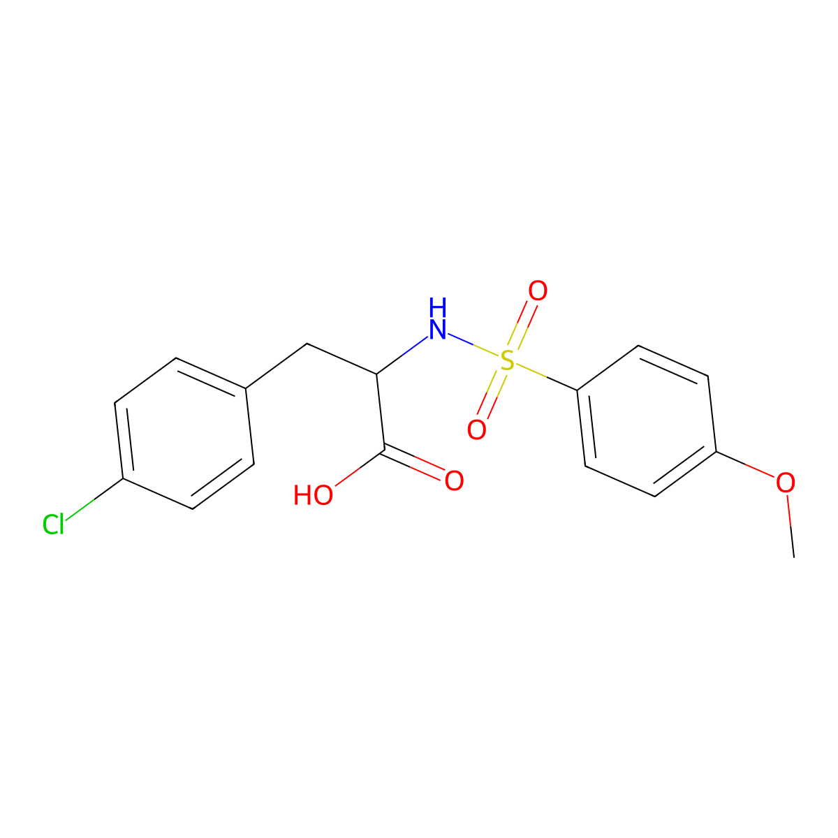 3-(4-chlorophenyl)-2-[(4-methoxyphenyl)sulfonylamino]propanoic Acid molecular structure, CAS 1214163-54-8