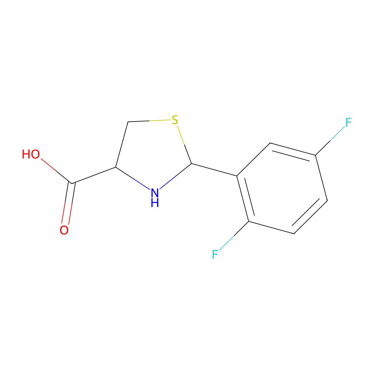 (4R)-2-(2,5-Difluorophenyl)thiazolidine-4-carboxylic acid molecular structure, CAS 1214172-96-9