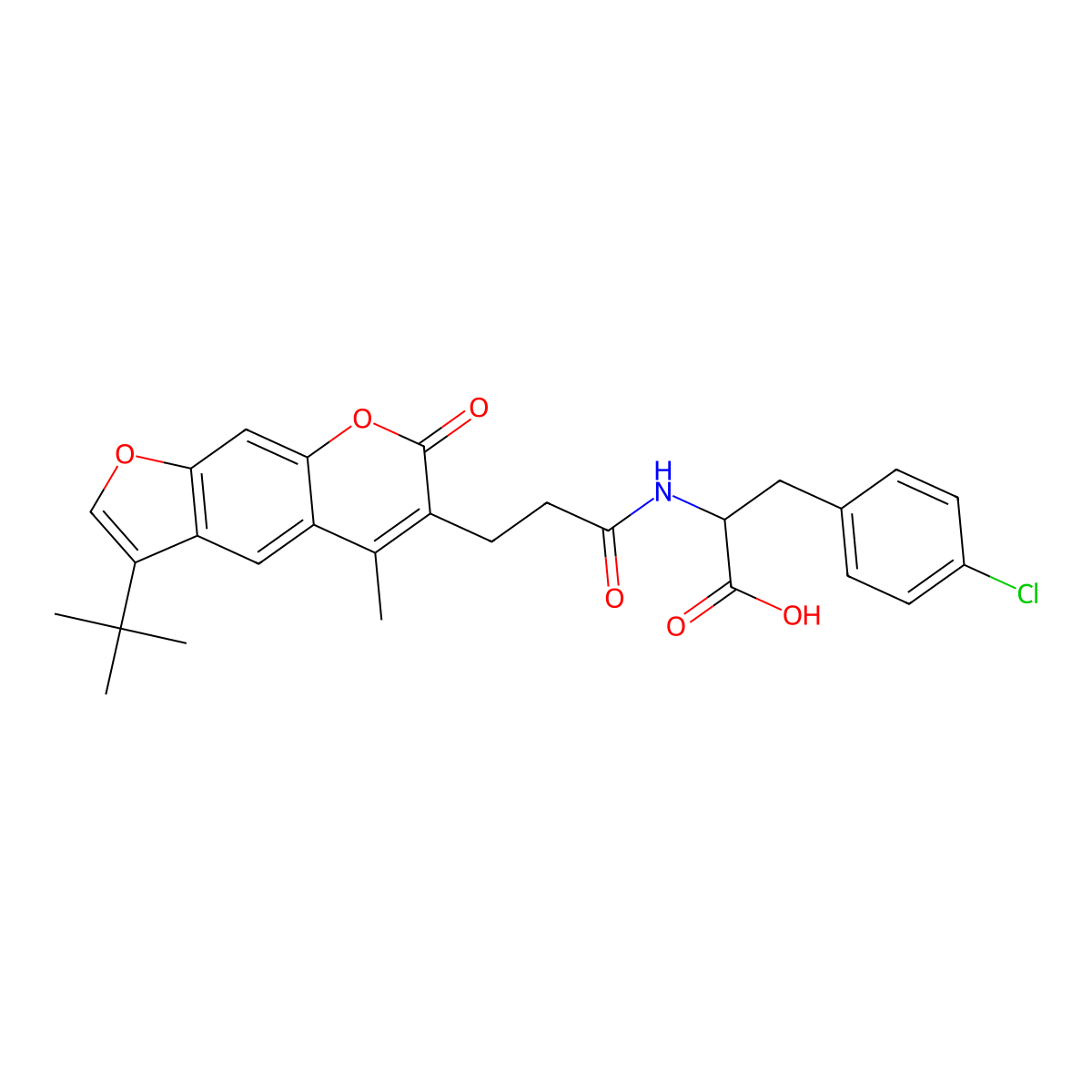 N-[3-(3-tert-butyl-5-methyl-7-oxo-7H-furo[3,2-g]chromen-6-yl)propanoyl]-4-chlorophenylalanine molecular structure, CAS 1214176-66-5