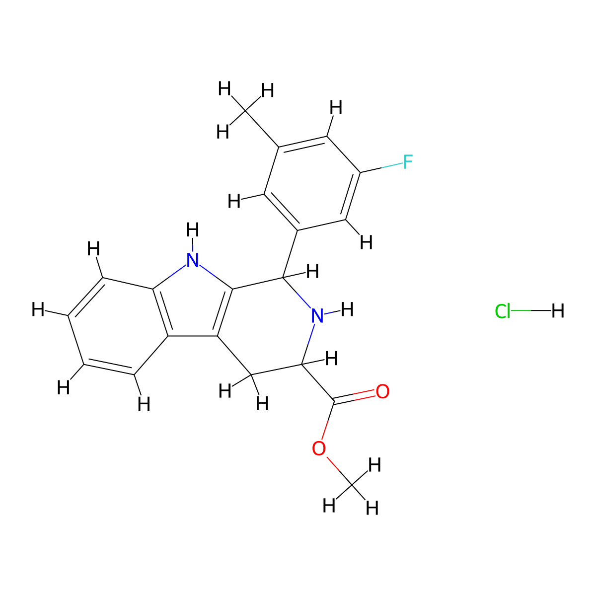 Methyl 1-(3-fluoro-5-methylphenyl)-2,3,4,9-tetrahydro-1h-beta-carboline-3-carboxylate, HCl molecular structure, CAS 1214179-69-7