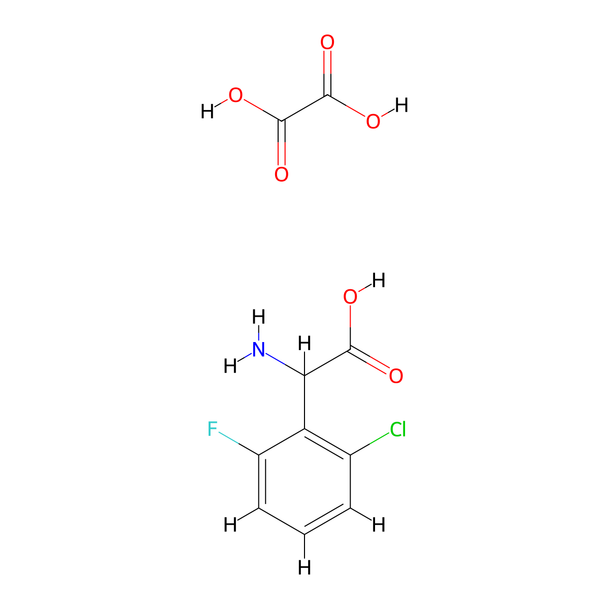 Amino(2-chloro-6-fluorophenyl)acetic acid oxalate molecular structure, CAS 1214189-75-9