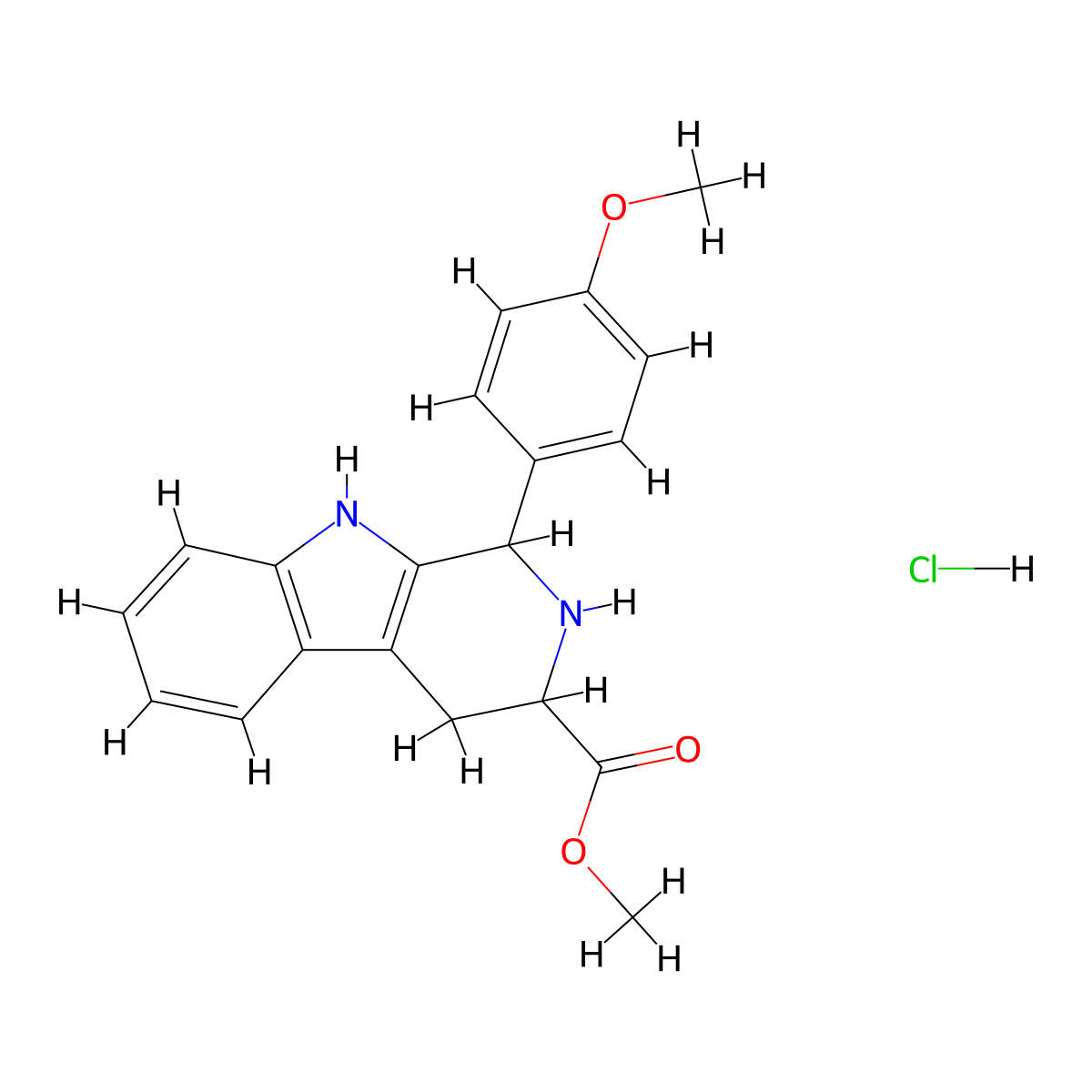 Methyl 1-(4-methoxyphenyl)-2,3,4,9-tetrahydro-1h-beta-carboline-3-carboxylate, HCl molecular structure, CAS 1214193-64-2