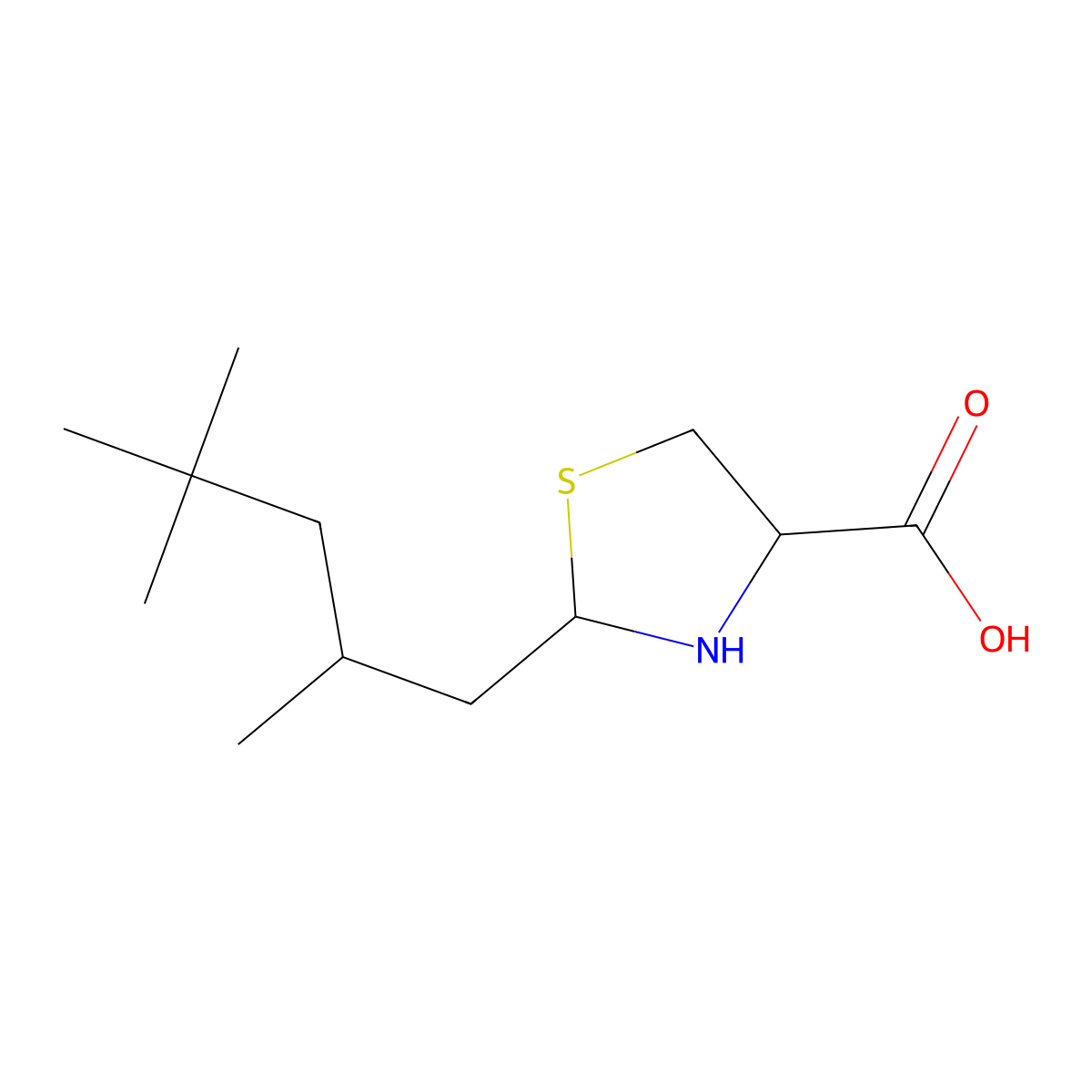 2-(2,4,4-Trimethylpentyl)-1,3-thiazolidine-4-carboxylic acid molecular structure, CAS 1214194-32-7