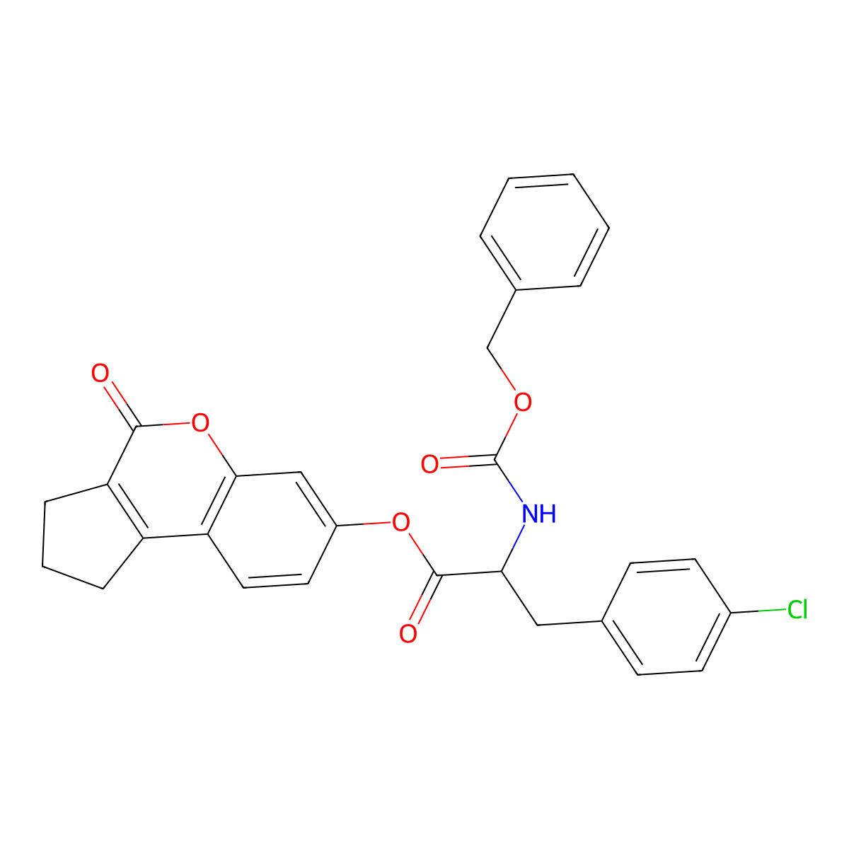 4-oxo-1,2,3,4-tetrahydrocyclopenta[c]chromen-7-yl N-[(benzyloxy)carbonyl]-4-chlorophenylalaninate molecular structure, CAS 1214200-07-3