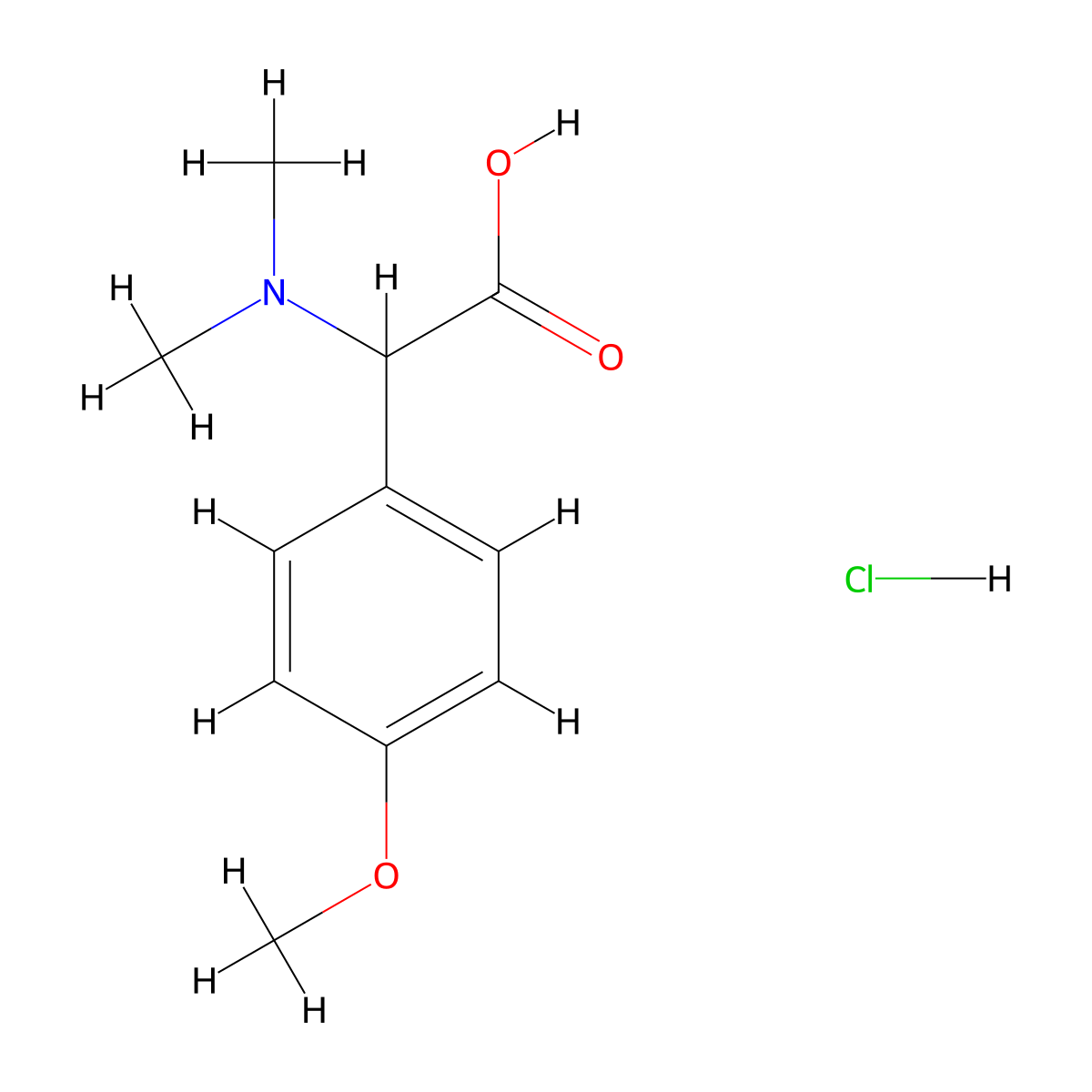 2-(Dimethylamino)-2-(4-methoxyphenyl)acetic acid hydrochloride molecular structure, CAS 1214200-45-9