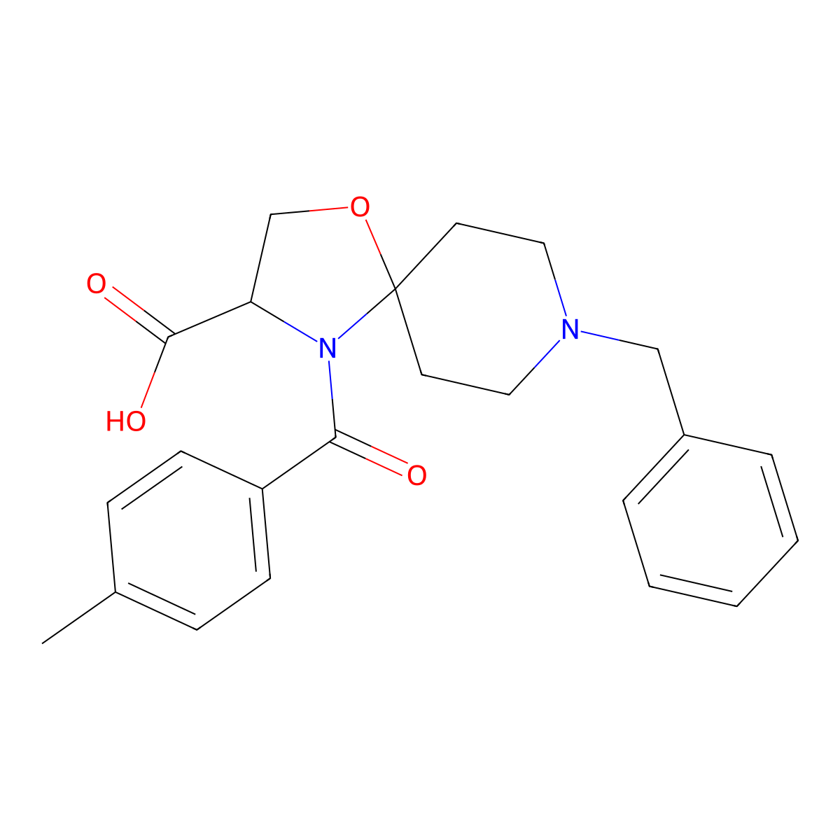 8-Benzyl-4-(4-methylbenzoyl)-1-oxa-4,8-diazaspiro[4.5]decane-3-carboxylic acid molecular structure, CAS 1214212-39-1