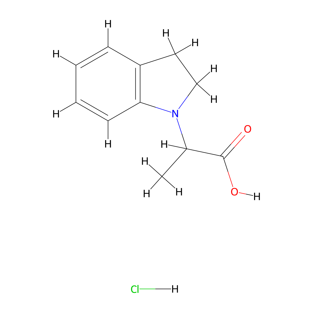2-(2,3-dihydro-1H-indol-1-yl)propanoic acid hydrochloride molecular structure, CAS 1214230-18-8