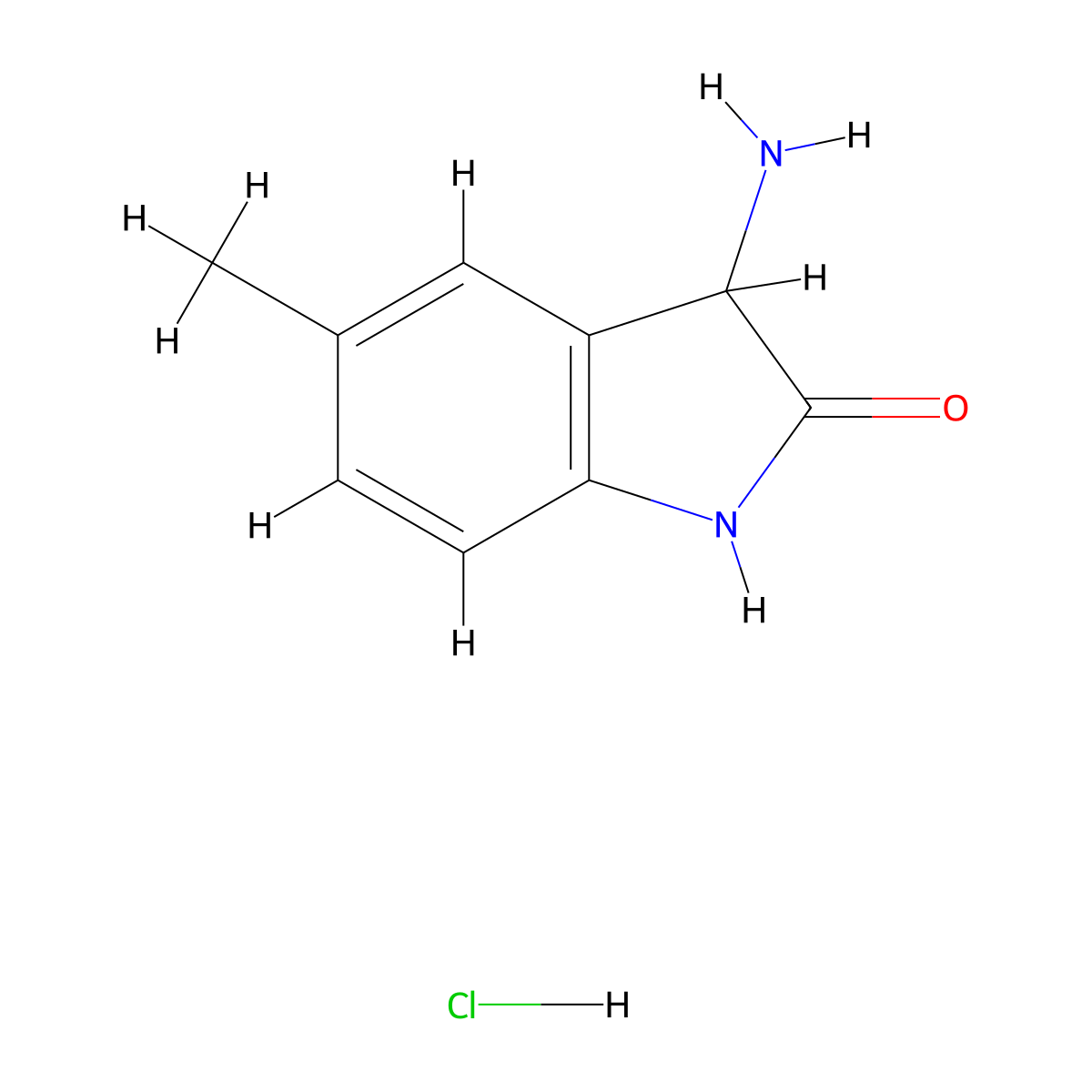 3-Amino-5-methyl-1,3-dihydro-2H-indol-2-one hydrochloride molecular structure, CAS 1214232-17-3