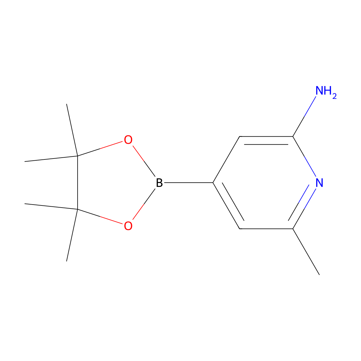 6-Methyl-4-(4,4,5,5-tetramethyl-1,3,2-dioxaborolan-2-yl)pyridin-2-amine molecular structure, CAS 1214242-09-7