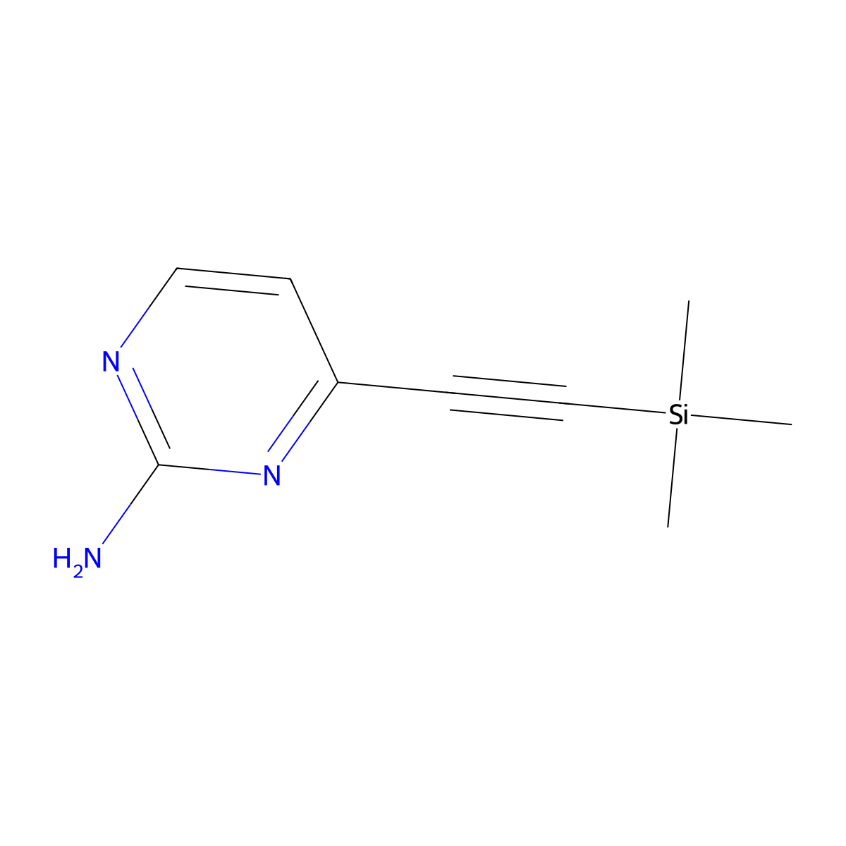 4-[2-(Trimethylsilyl)ethynyl]pyrimidin-2-amine molecular structure, CAS 1214264-40-0