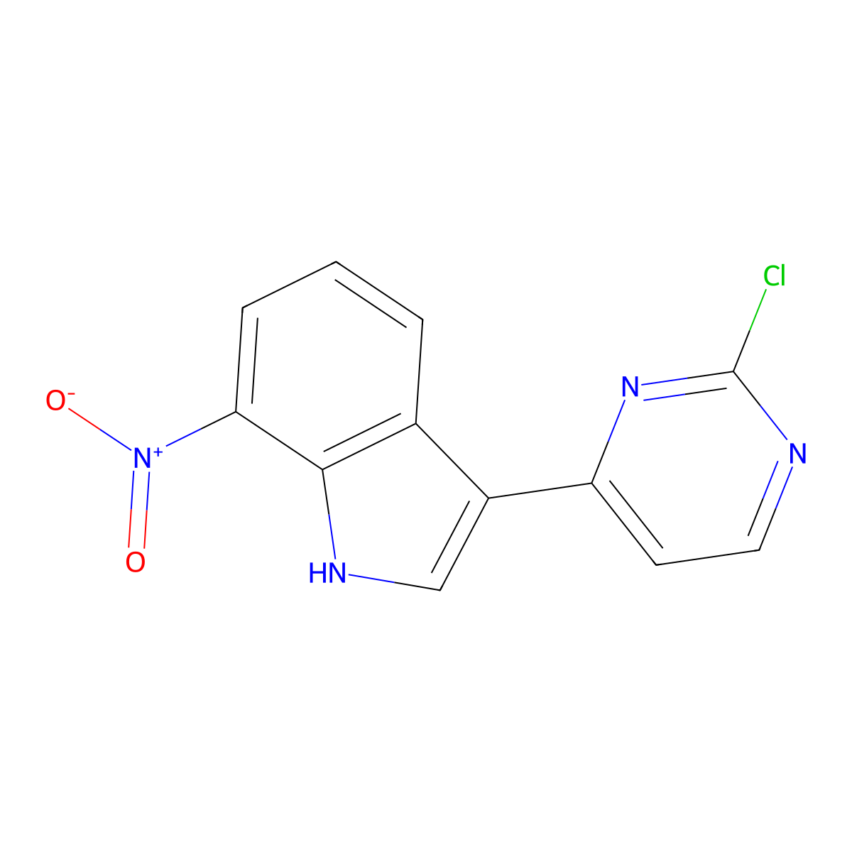 3-(2-chloropyrimidin-4-yl)-7-nitro-1H-indole molecular structure, CAS 1214264-48-8
