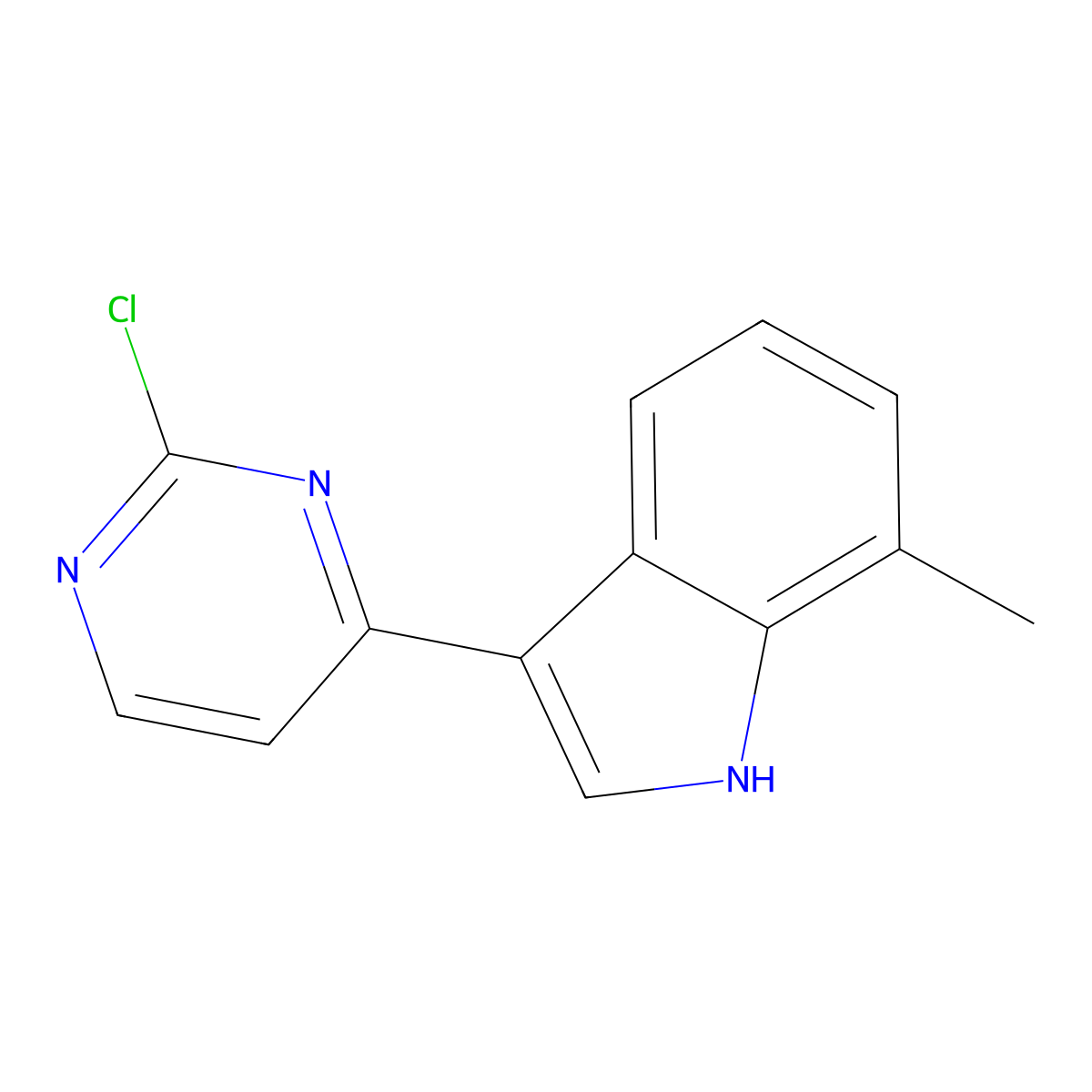 3-(2-chloropyrimidin-4-yl)-7-methyl-1H-indole molecular structure, CAS 1214264-51-3