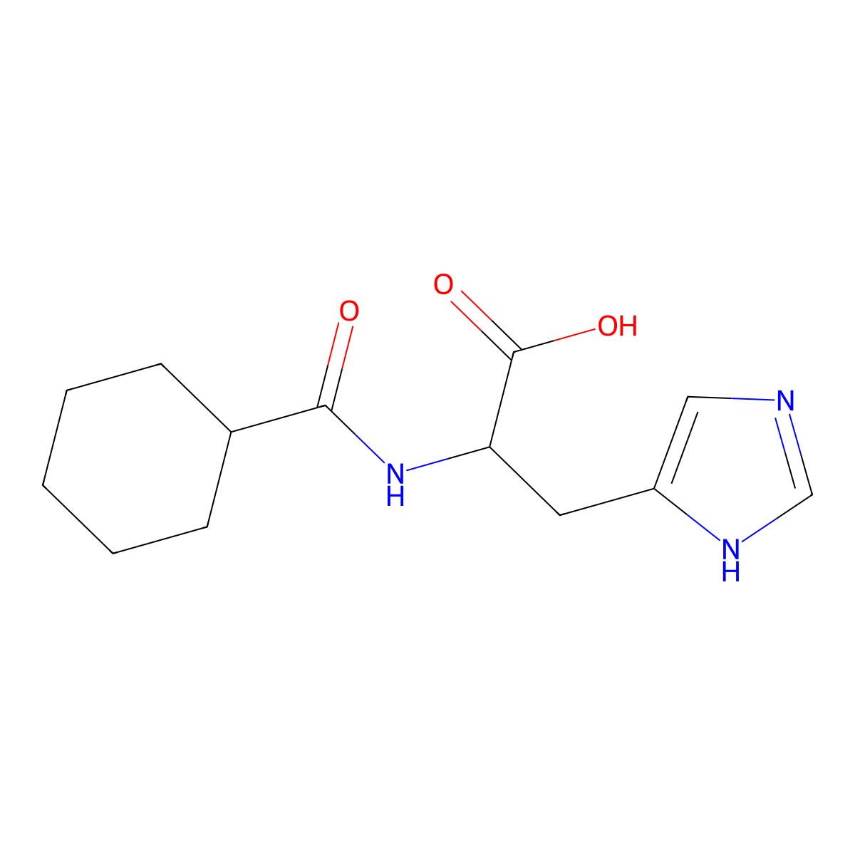 2-(cyclohexylformamido)-3-(1H-imidazol-4-yl)propanoic acid molecular structure, CAS 121428-27-1