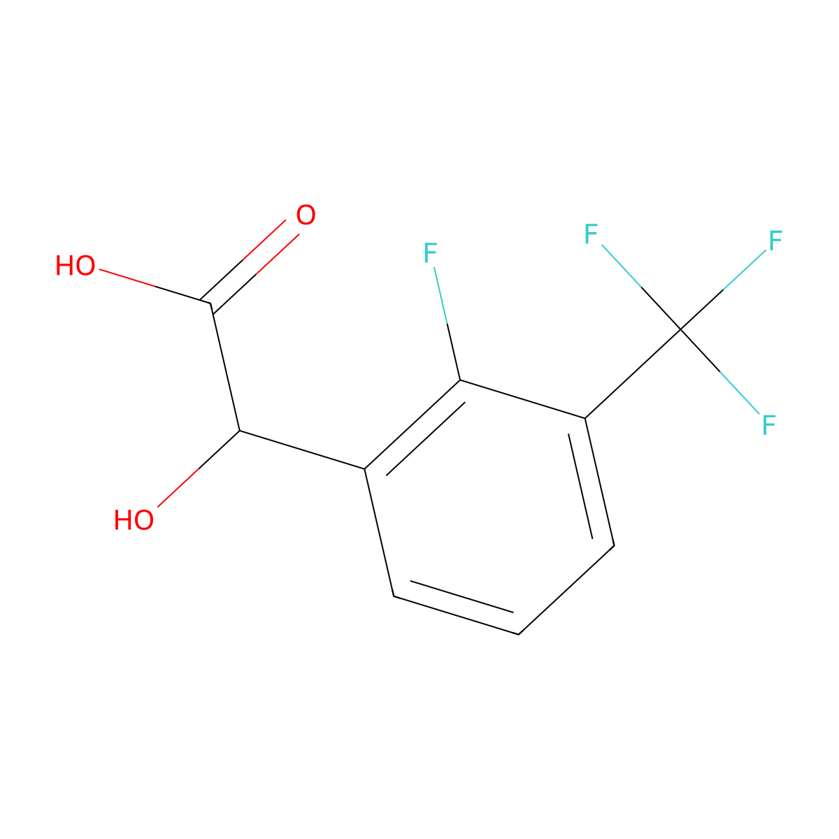 2-(2-Fluoro-3-(trifluoromethyl)phenyl)-2-hydroxyacetic acid molecular structure, CAS 1214323-18-8