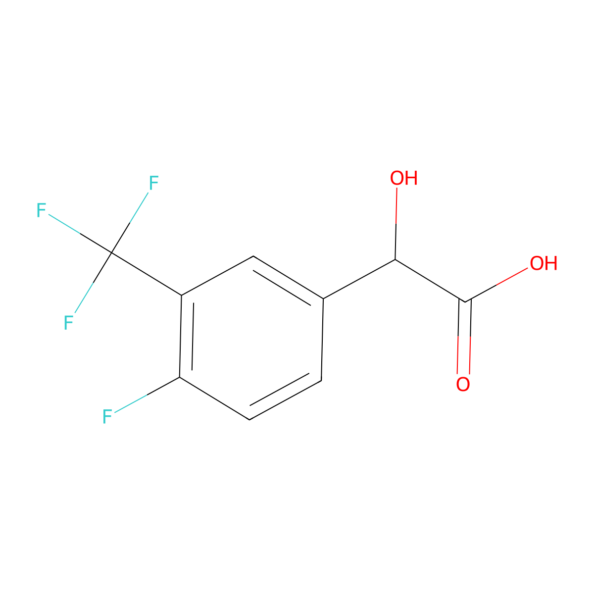 4-Fluoro-3-(trifluoromethyl)mandelic acid molecular structure, CAS 1214323-21-3