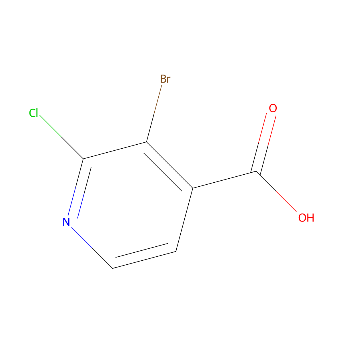 3-Bromo-2-chloropyridine-4-carboxylic acid molecular structure, CAS 1214323-32-6