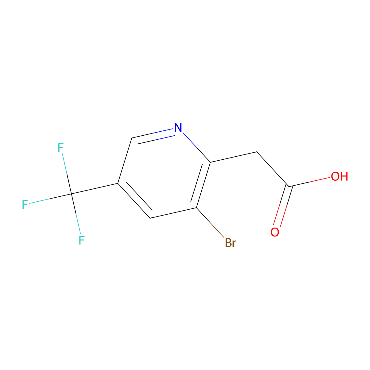 3-Bromo-5-(trifluoromethyl)pyridine-2-acetic acid molecular structure, CAS 1214323-86-0
